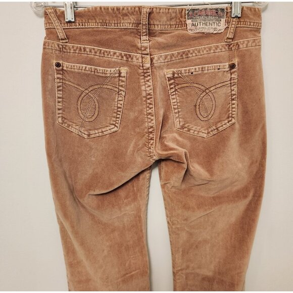 Vintage Womens Z Cavaricci Pants‎ Tan Velvet 7 Mid Rise Boot Cut White Label EUC - Picture 6 of 16